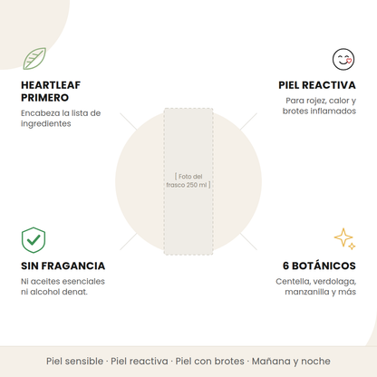 Beneficios del Heartleaf 77% de Anua: heartleaf primero, piel reactiva, sin fragancia y 6 botánicos