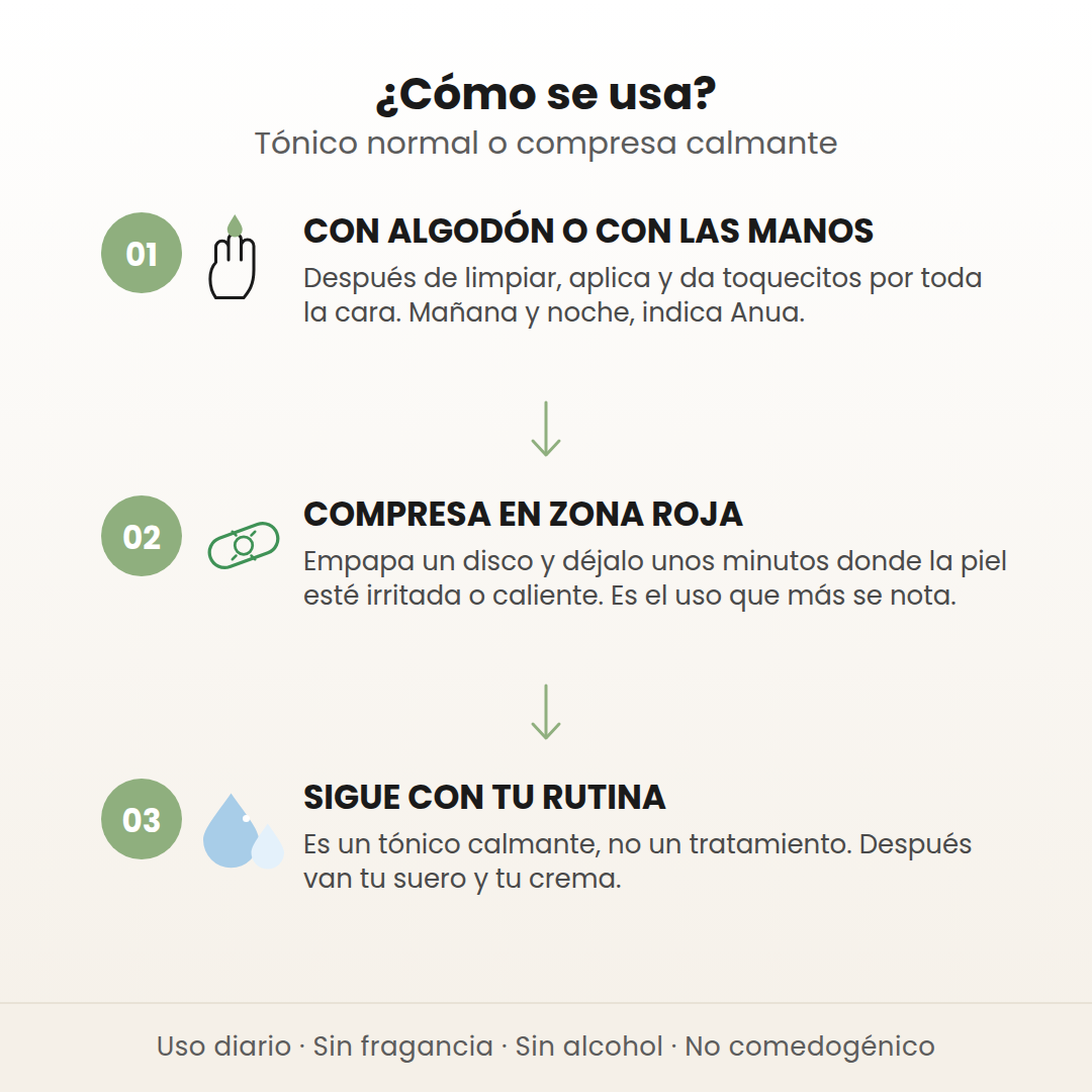 Cómo se usa el tónico Heartleaf: con algodón, como compresa en zona roja y antes del suero
