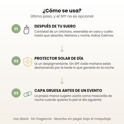 Cómo se usa la crema Pore+Dark Spot: último paso después del suero, protector solar de día y capa gruesa de noche