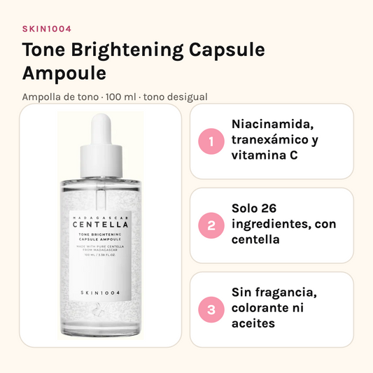 SKIN1004 Tone Brightening: niacinamida, ácido tranexámico y vitamina C, 26 ingredientes, sin fragancia