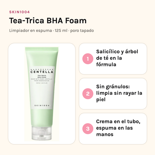 SKIN1004 Tea-Trica BHA Foam: salicílico y árbol de té, sin gránulos, crema que se vuelve espuma