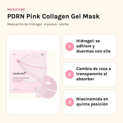 Medicube PDRN Pink Collagen Mask de 4 piezas: hidrogel para dormir, cambia de rosa a transparente