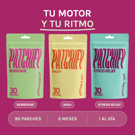 Patchify Trío Metabolismo: tu motor y tu ritmo. Berberine, NAD+ y Stress Relief, 90 parches.