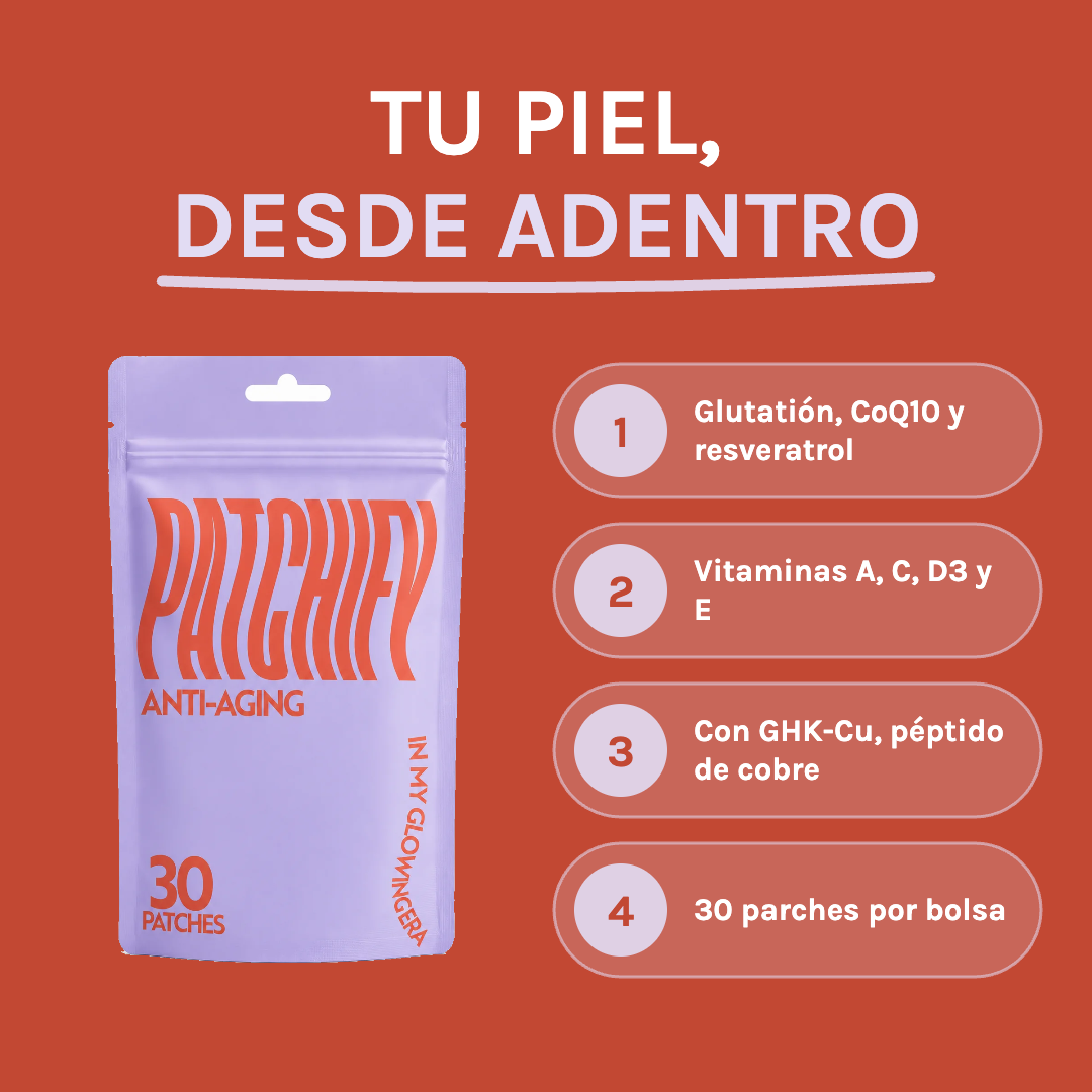 Patchify Anti-Aging: tu piel, desde adentro. Parche con CoQ10, resveratrol y más.