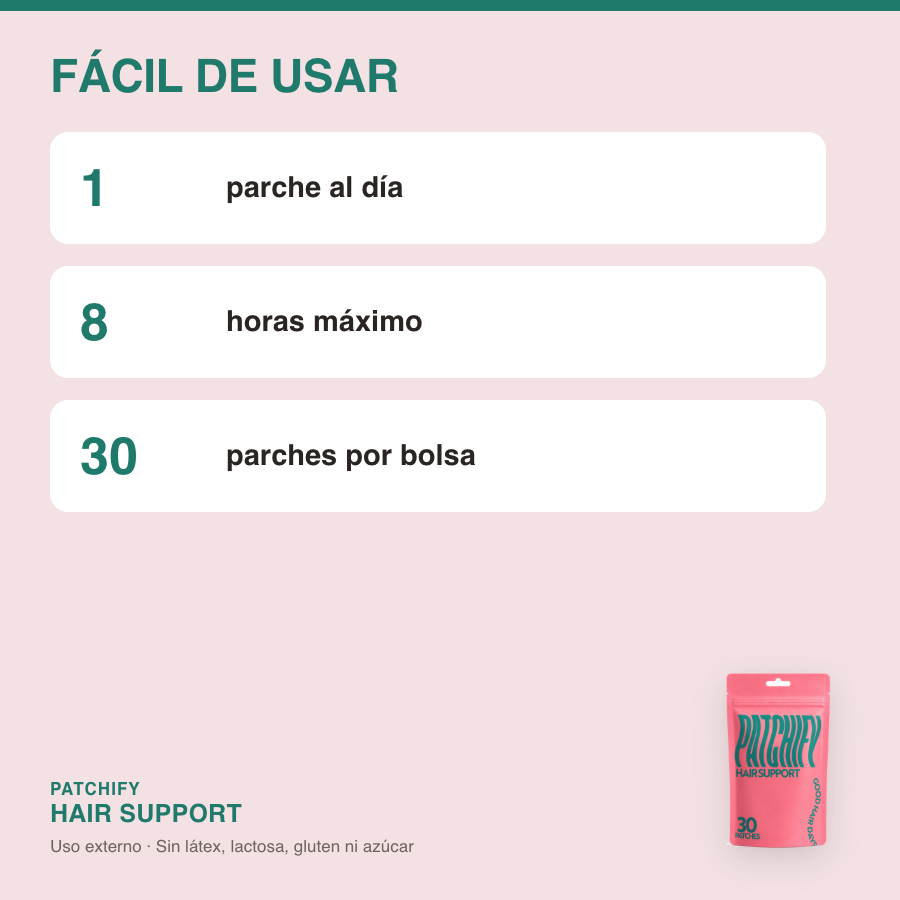 Patchify Hair Support: 1 parche al día, 8 horas máximo, 30 parches por bolsa