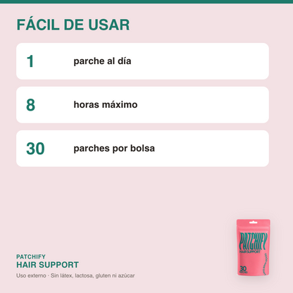 Patchify Hair Support: 1 parche al día, 8 horas máximo, 30 parches por bolsa