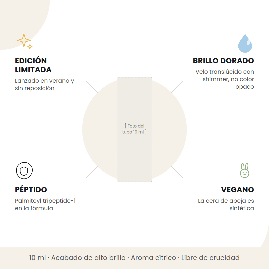 Beneficios del Rhode Peptide Lip Tint Lemontini: edición limitada, brillo dorado, péptido y vegano