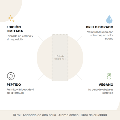 Beneficios del Rhode Peptide Lip Tint Lemontini: edición limitada, brillo dorado, péptido y vegano