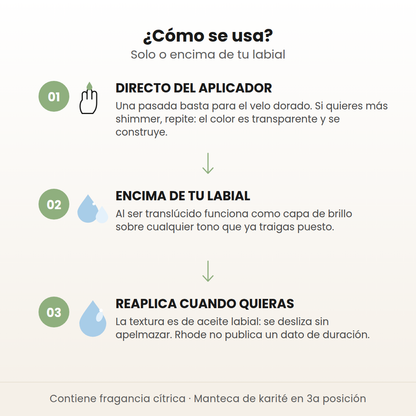 Cómo se usa el Peptide Lip Tint: directo del aplicador, encima del labial y reaplicar cuando quieras