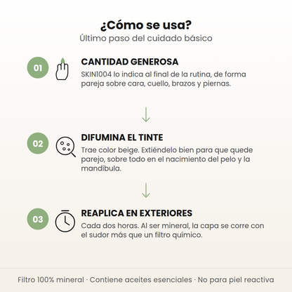 Cómo se usa el Air-Fit Suncream Plus en 3 pasos: cantidad generosa, difuminar el tinte y reaplicar