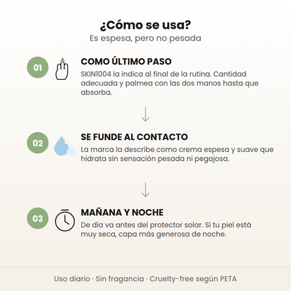 Cómo se usa la Probio-Cica Enrich Cream: último paso, se funde al contacto, mañana y noche