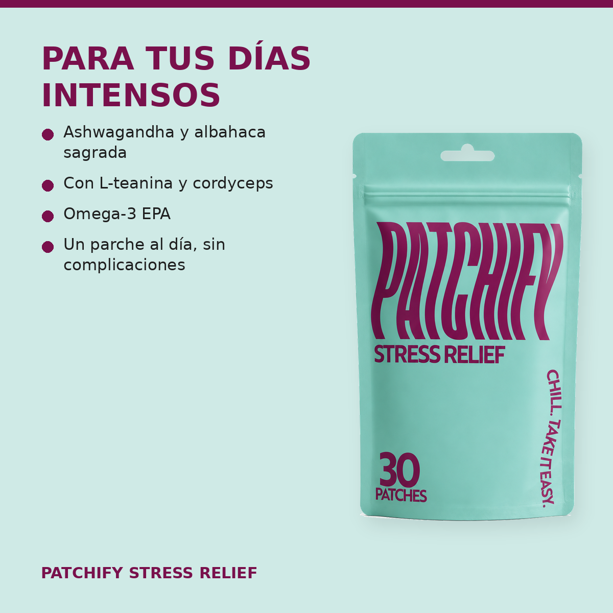 Patchify Stress Relief | Parches para calma y balance diario - 30 piezas