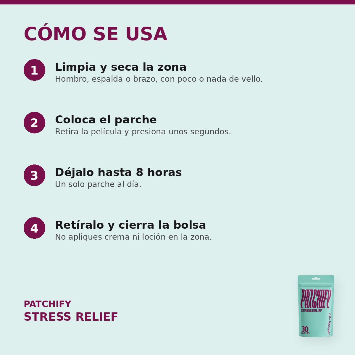Patchify Stress Relief | Parches para calma y balance diario - 30 piezas